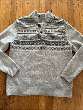 Alan Flusser Men's Light Gray Fair Isle Sweater